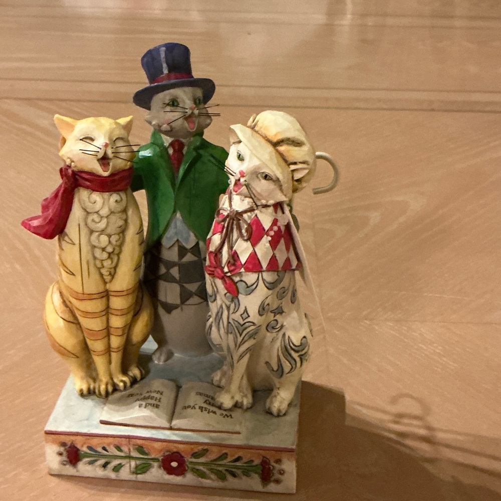 Jim Shore Christmas Colorful Cat Trio Sculpture